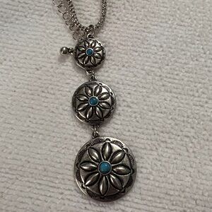 3/$18 Silver Necklace with Turquoise Accents Lot 2070